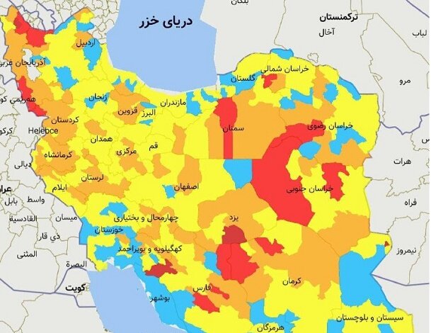 نقشه جدید رنگ بندی شهرهای کرونایی + جزییات